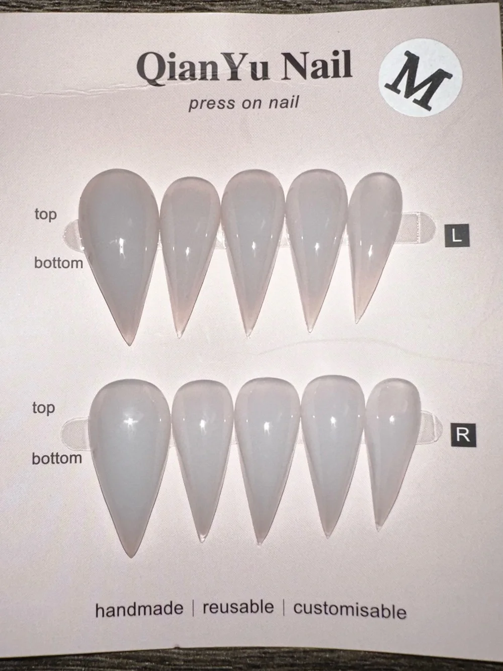 CLAW DRAGON NAILS-Press-On Nails - Pale White Stiletto Set (M)